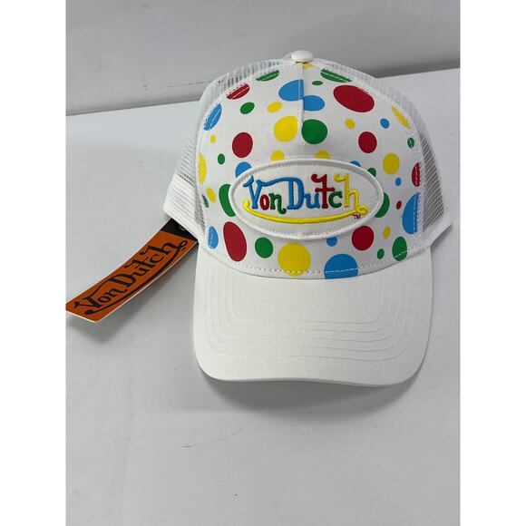 Von Dutch Trucker Hat Cap New Unisex Polka Dot Colors White